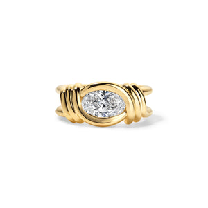 Twist Link Oval Diamond Ring