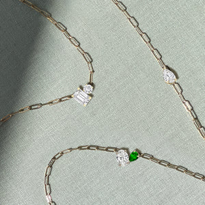 Charo Oval-Pear Diamond and Gemstone Toi Et Moi Necklace