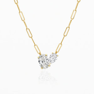 Charo Oval-Pear Diamond Toi Et Moi Necklace