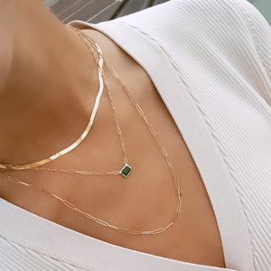 Demi Herringbone Chain Necklace (5828063756445)